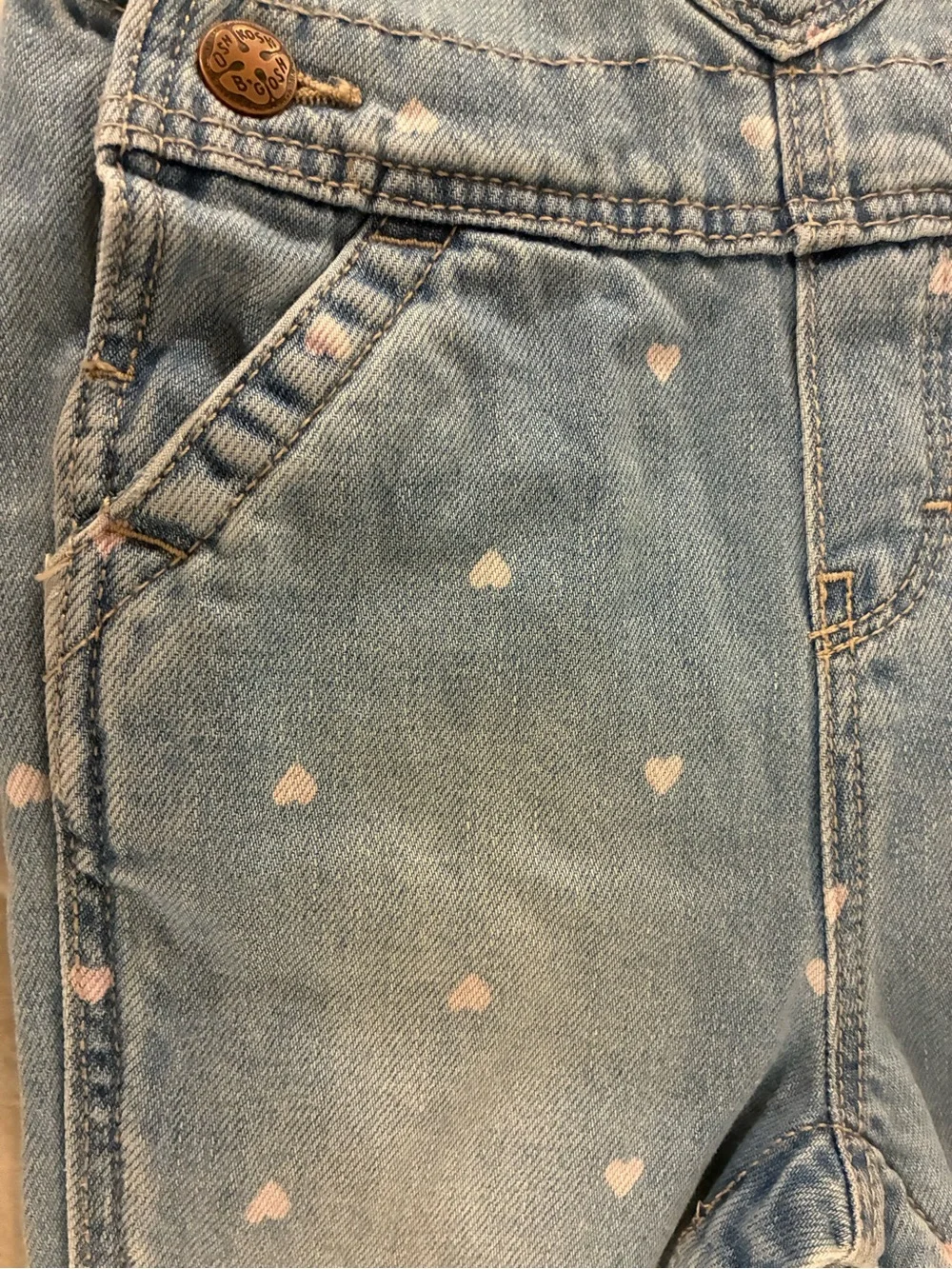 OshKosh B'gosh Heart Denim Overalls 12 Months